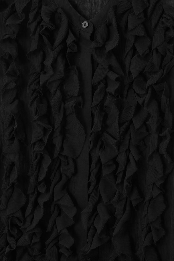 COS Ruffled Asymmetric Midi Dress Black