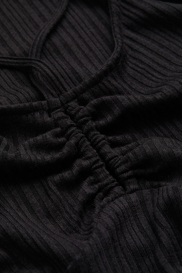 H&M Ribbed Jersey Top Black