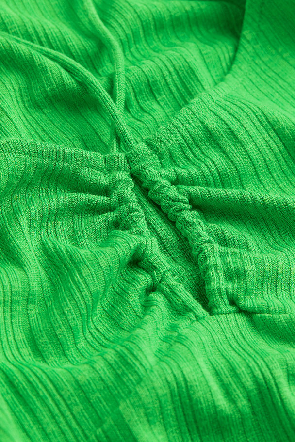 H&M Ribbed Jersey Top Bright Green