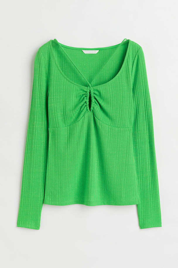 H&M Ribbed Jersey Top Bright Green