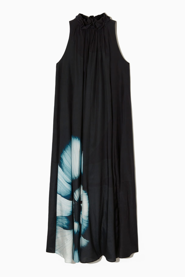 COS Floral-print Silk-blend Maxi Dress  Black / Floral