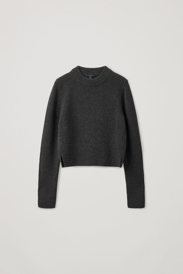 COS Recycled Cashmere-wool Mix Cropped Jumper Dark Grey