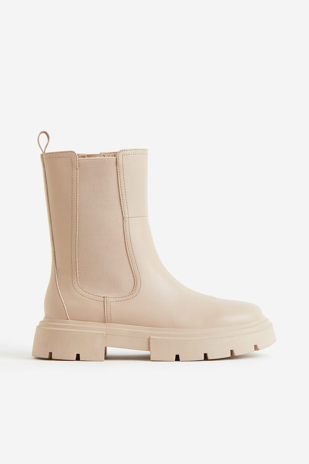 H&M Chunky Chelseaboots Ljusbeige