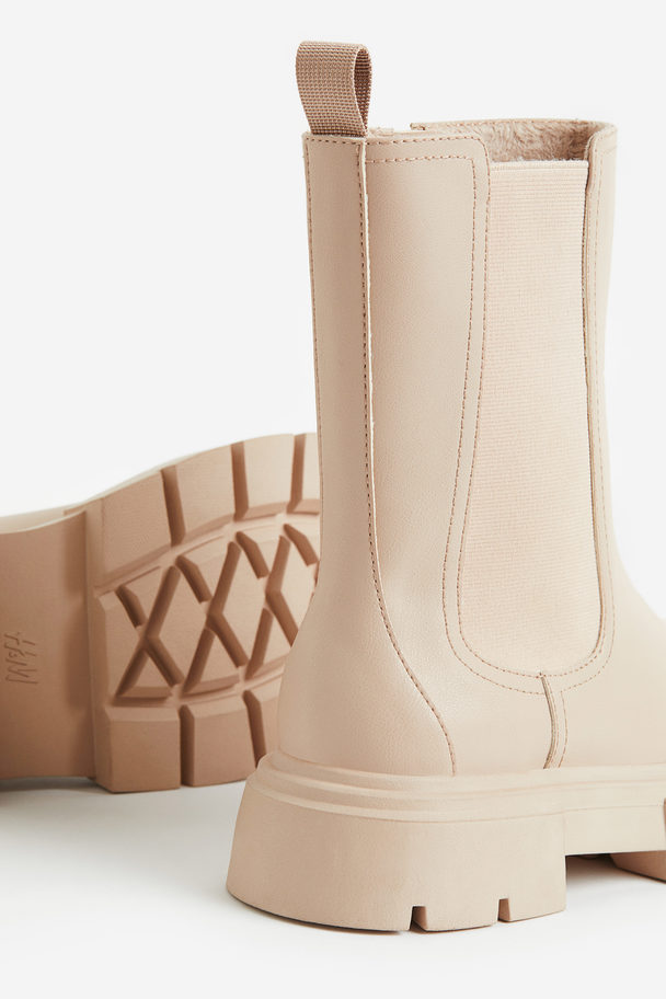 H&M Chunky Chelseaboots Ljusbeige