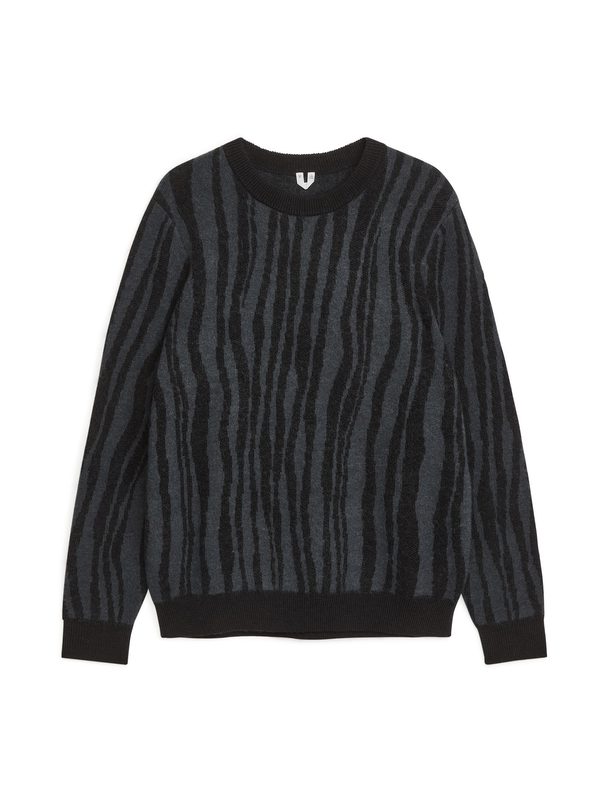 Arket Zebra Jacquard-knitted Wool Jumper Black/patterned