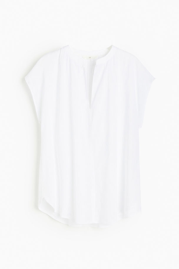 H&M Blouse Met Kapmouwen Wit