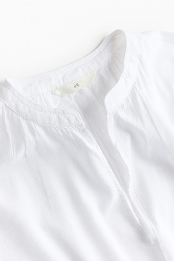 H&M Bluse mit Kappenärmeln Weiß