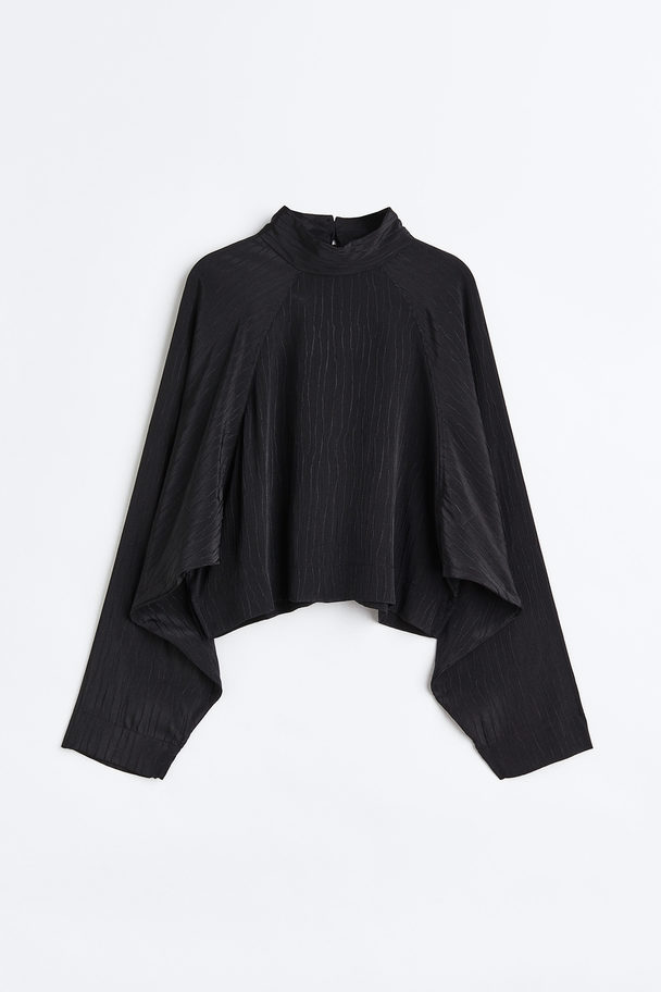 H&M Batwing-sleeved Blouse Black