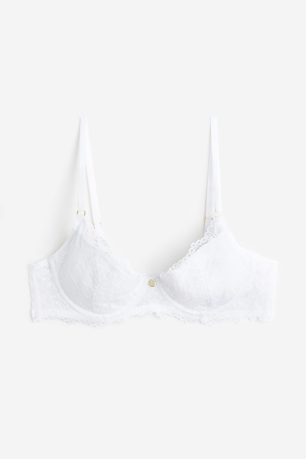 H&M Padded Underwired Lace Bra White