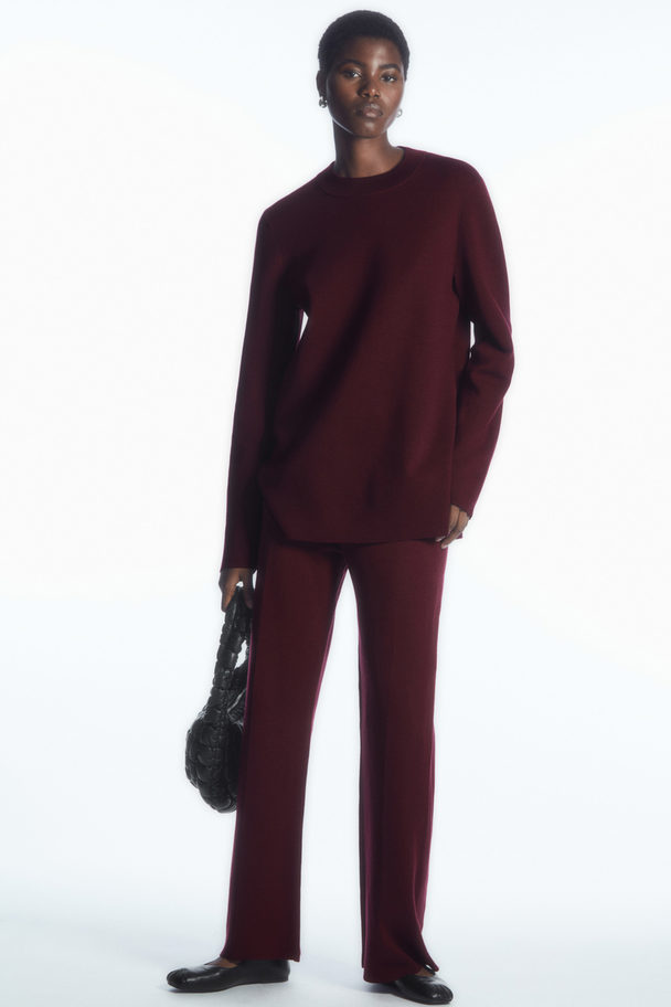 COS Milano-knit Trousers Burgundy