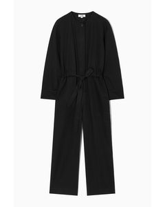 Drawstring-waist Jumpsuit Black