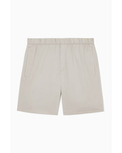 Elasticated Cotton-blend Shorts Beige