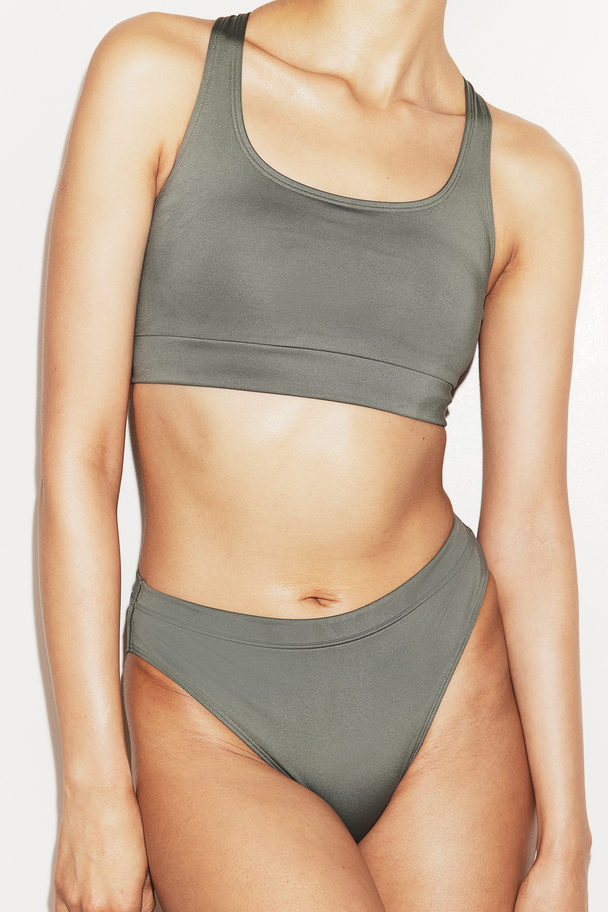 H&M Sportbikinihose Dunkles Khakigrün