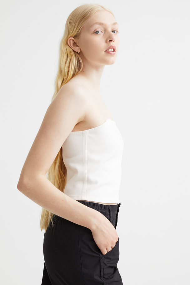 H&M Twill Bandeau Top White