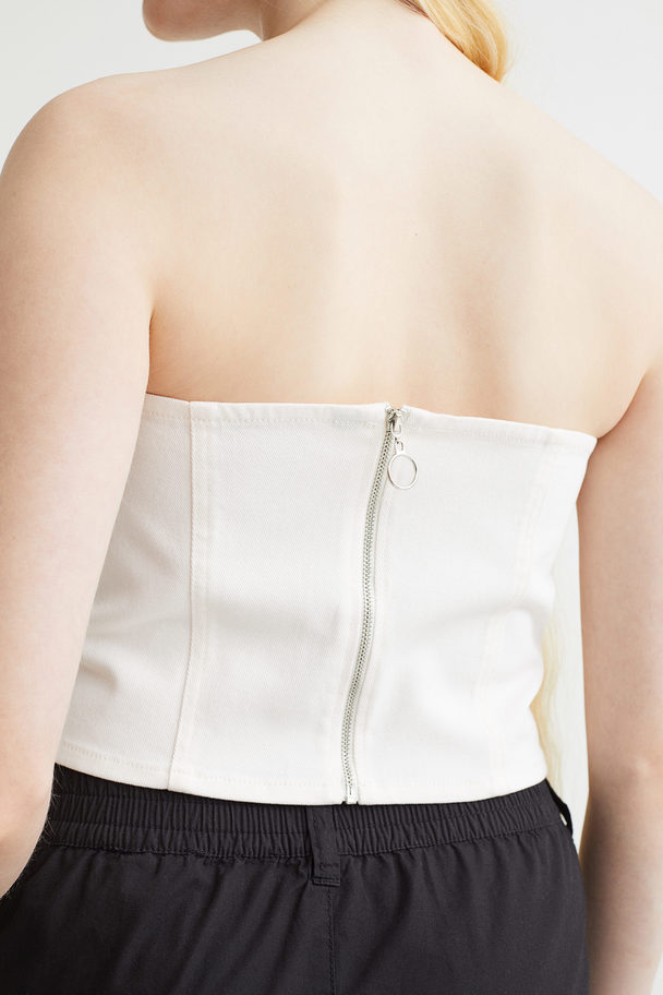 H&M Twill Bandeau Top White