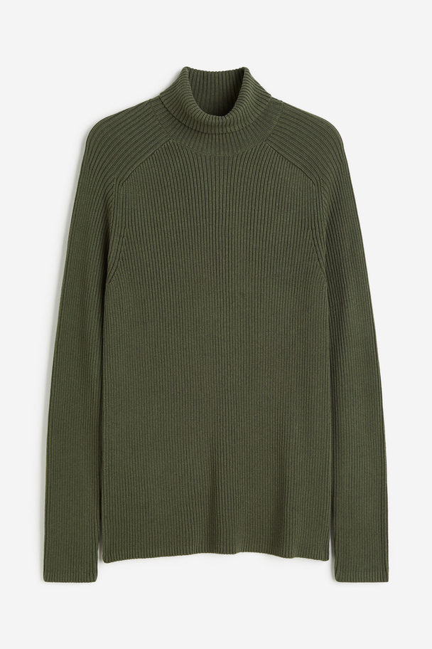 H&M Polo-neck Jumper Muscle Fit Dark Green
