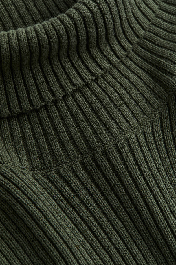 H&M Polo-neck Jumper Muscle Fit Dark Green