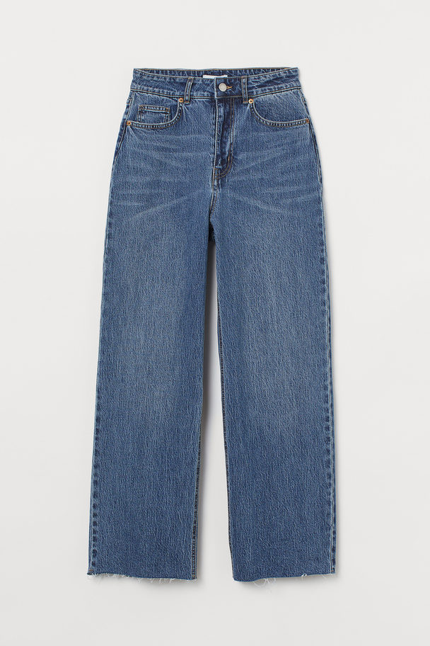 H&M Wide High Ankle Jeans Denimblauw