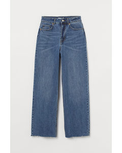 Wide High Ankle Jeans Blau