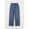 Wide High Ankle Jeans Blau