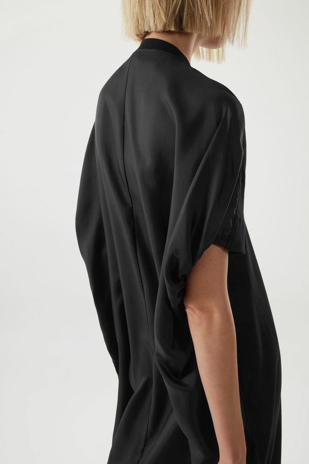 COS Silk-panel T-shirt Dress Black