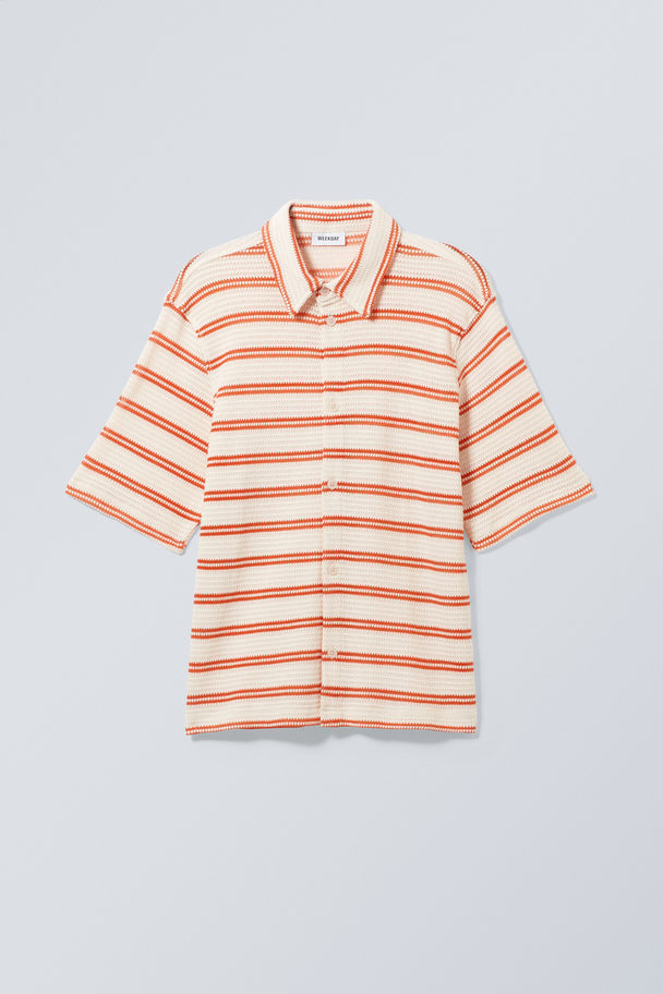 Weekday Relaxed Overhemd In Structuurstof Oranje Strepen