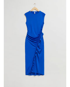 Frilled Dress  Bright Blue