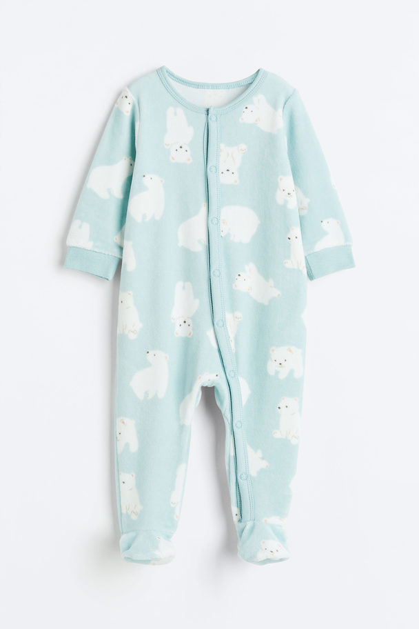 H&M Velourpyjamas Ljusturkos/isbjörnar