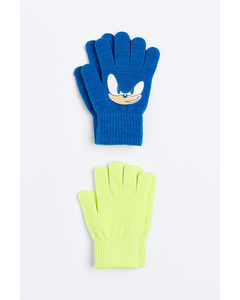2er-Pack Fingerhandschuhe mit Print Blau/Sonic der Igel