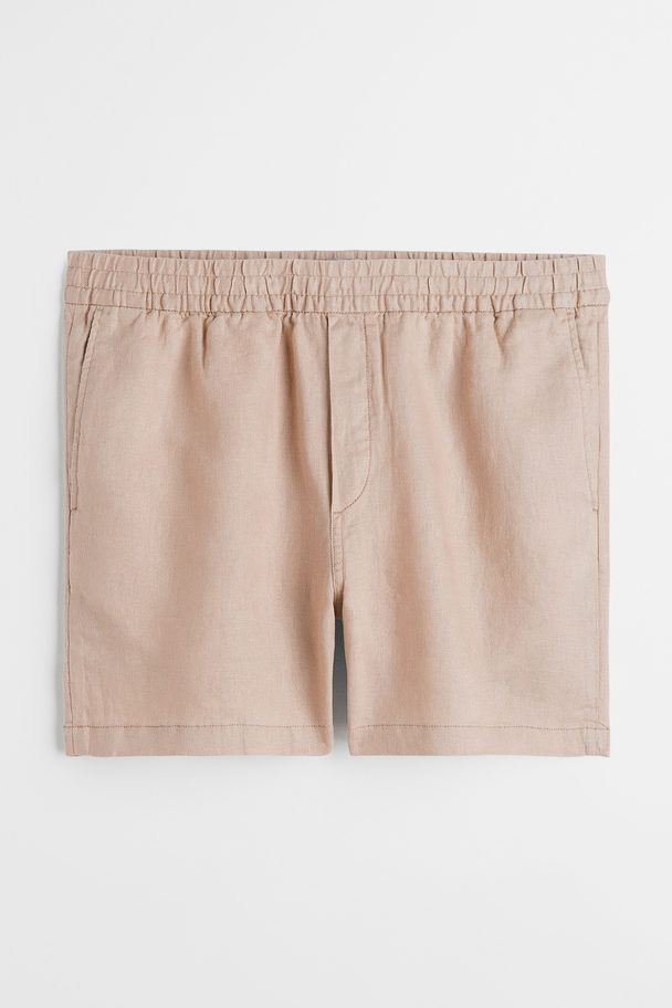 H&M Regular Fit Linen Shorts Beige