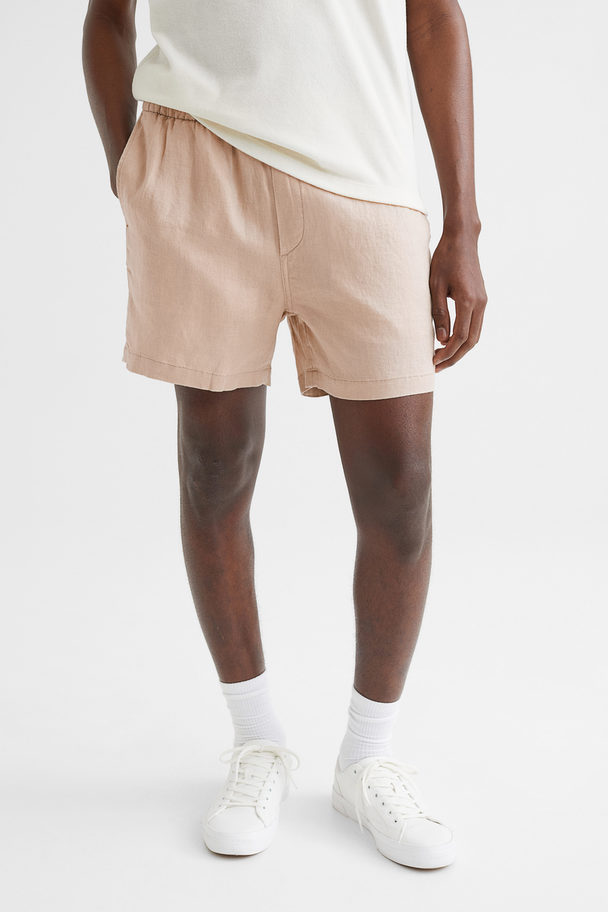 H&M Regular Fit Linen Shorts Beige