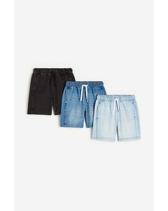 3-pack Denim Shorts Light Denim Blue/black