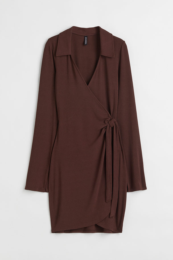 H&M Collared Wrap Dress Brown