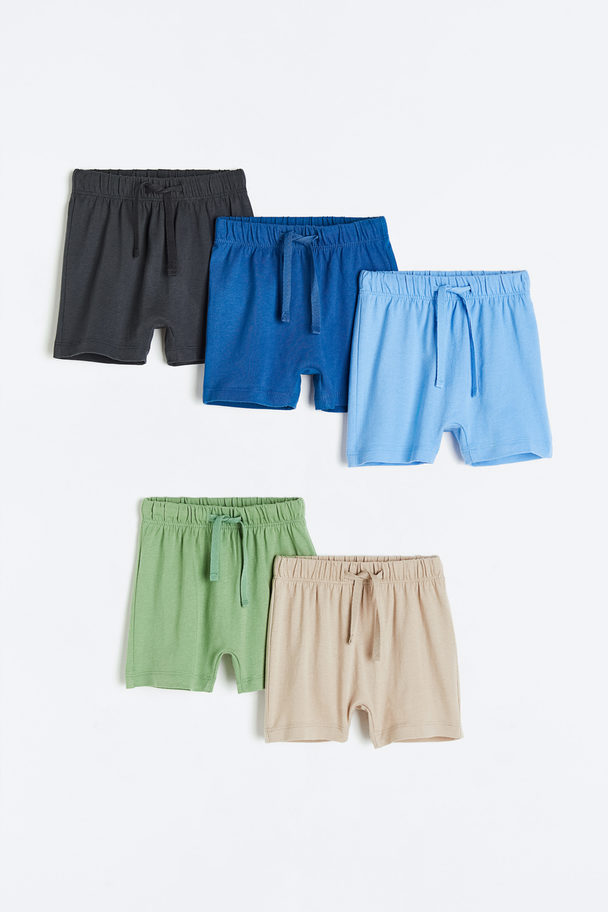 H&M Set Van 5 Shorts Van Katoenen Tricot Blauw/lichtblauw