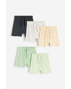 5-pack Cotton Jersey Shorts Light Green/light Yellow