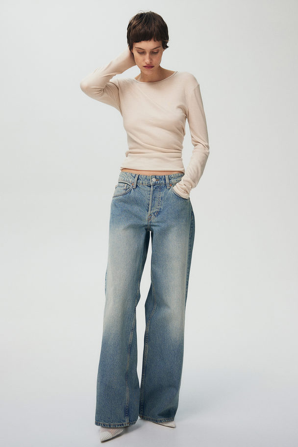 H&M Baggy Wide Low Jeans Helles Denimblau