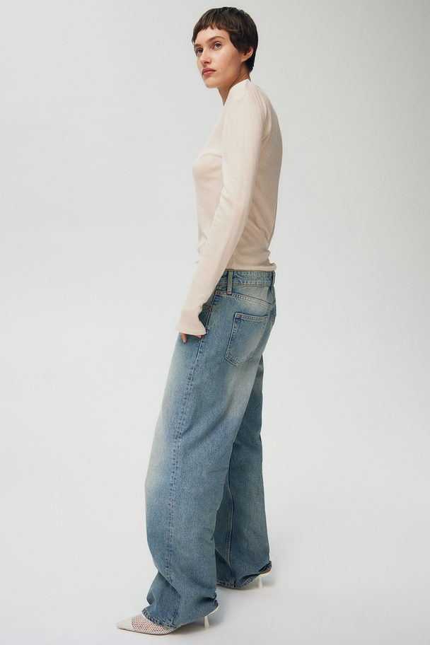 H&M Baggy Wide Low Jeans Helles Denimblau