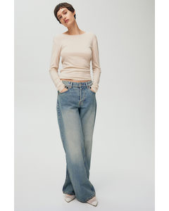 Baggy Wide Low Jeans Helles Denimblau