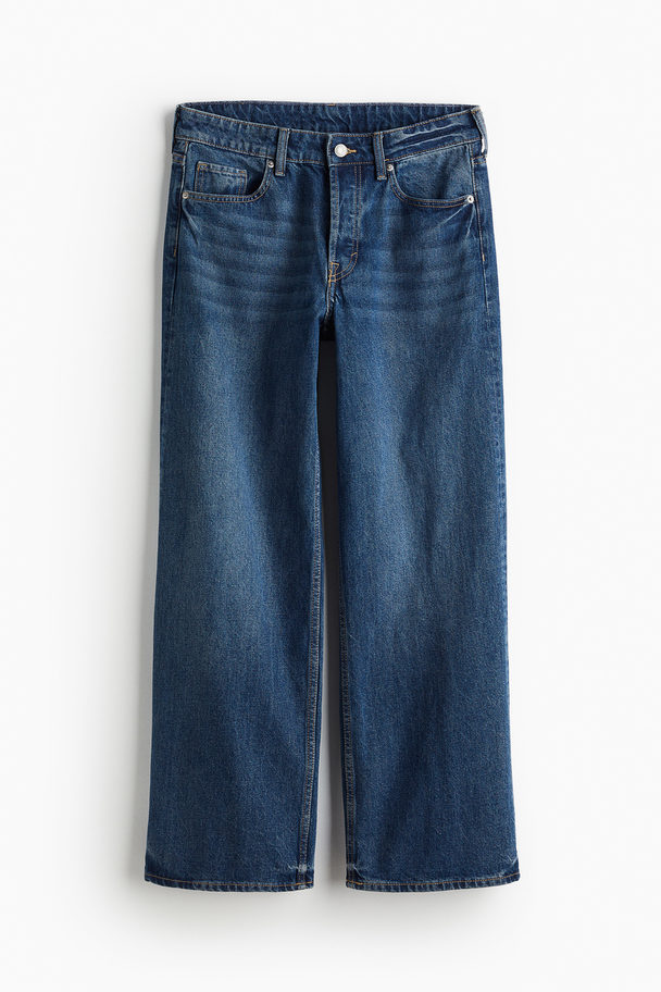 H&M Baggy Wide Low Jeans Dunkles Denimblau