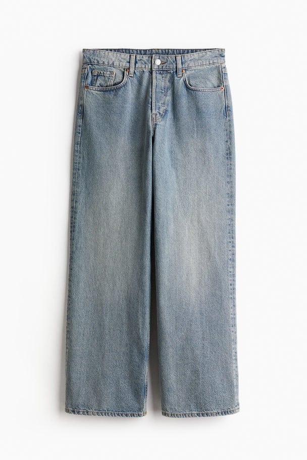 H&M Baggy Wide Low Jeans Helles Denimblau