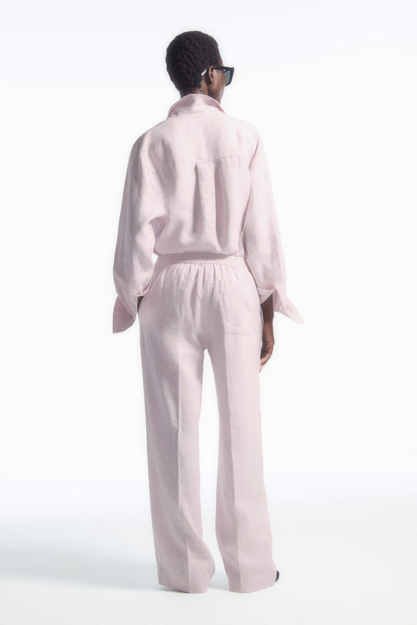 COS Straight-leg Tailored Linen Trousers Lilac