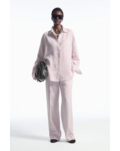 Straight-leg Tailored Linen Trousers Lilac