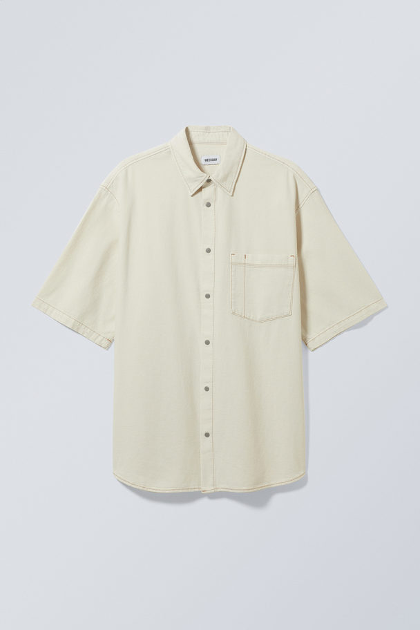 Weekday Griffith Oversized Denimskjorte Kalkhvid