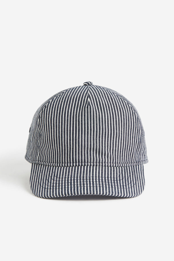 H&M Cap aus Twill Blau/Weiß gestreift