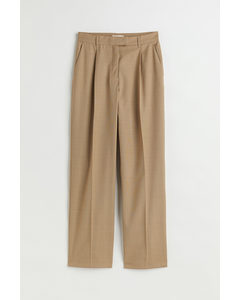 Tailored Wool-blend Trousers Beige