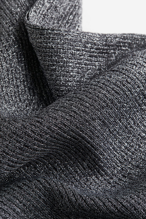 H&M Knitted Skirt Dark Grey/silver-coloured