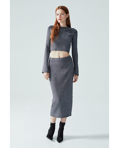Knitted Skirt Dark Grey/silver-coloured