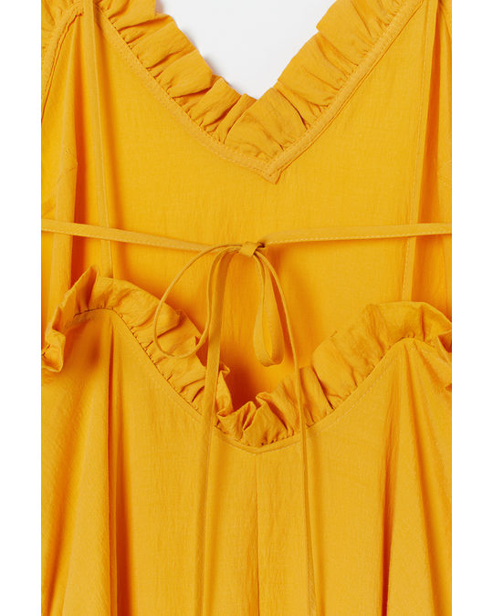 H&M Long Lyocell-blend Dress Yellow