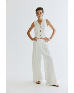 Wide Tailored Trousers White