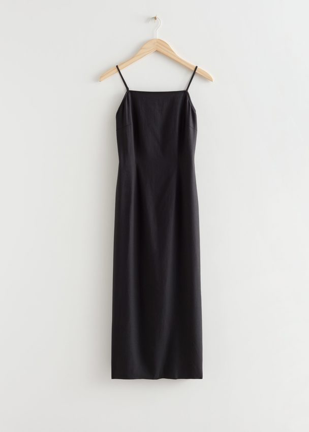 & Other Stories Strappy Fitted Midi Dress Black
